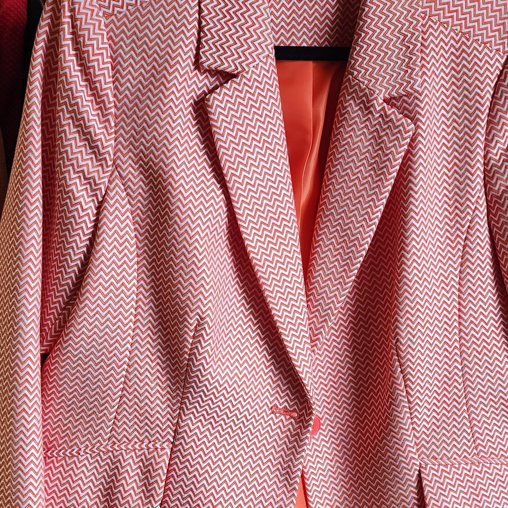 Liz Claiborne Orange and White Patterned Blazer